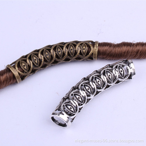 Wholesale Fashion DIY  hollow alloy bend Jewelry beaded dreadlocks retro carved metal Ring hair accessories for braids